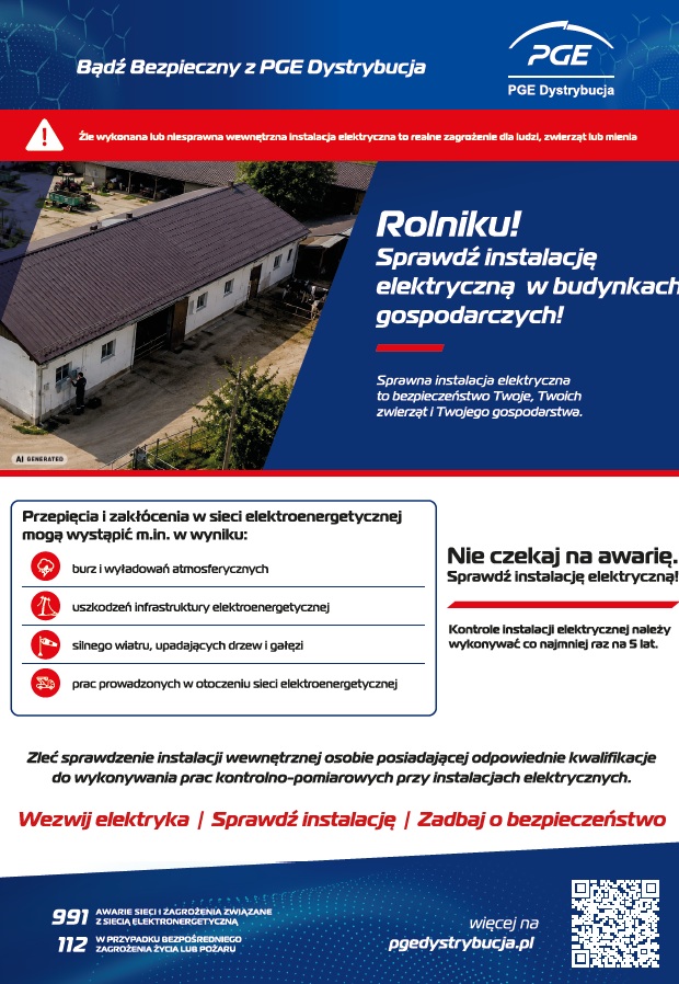 Rolniku – zadbaj o bezpieczeństwo instalacji elektrycznej
